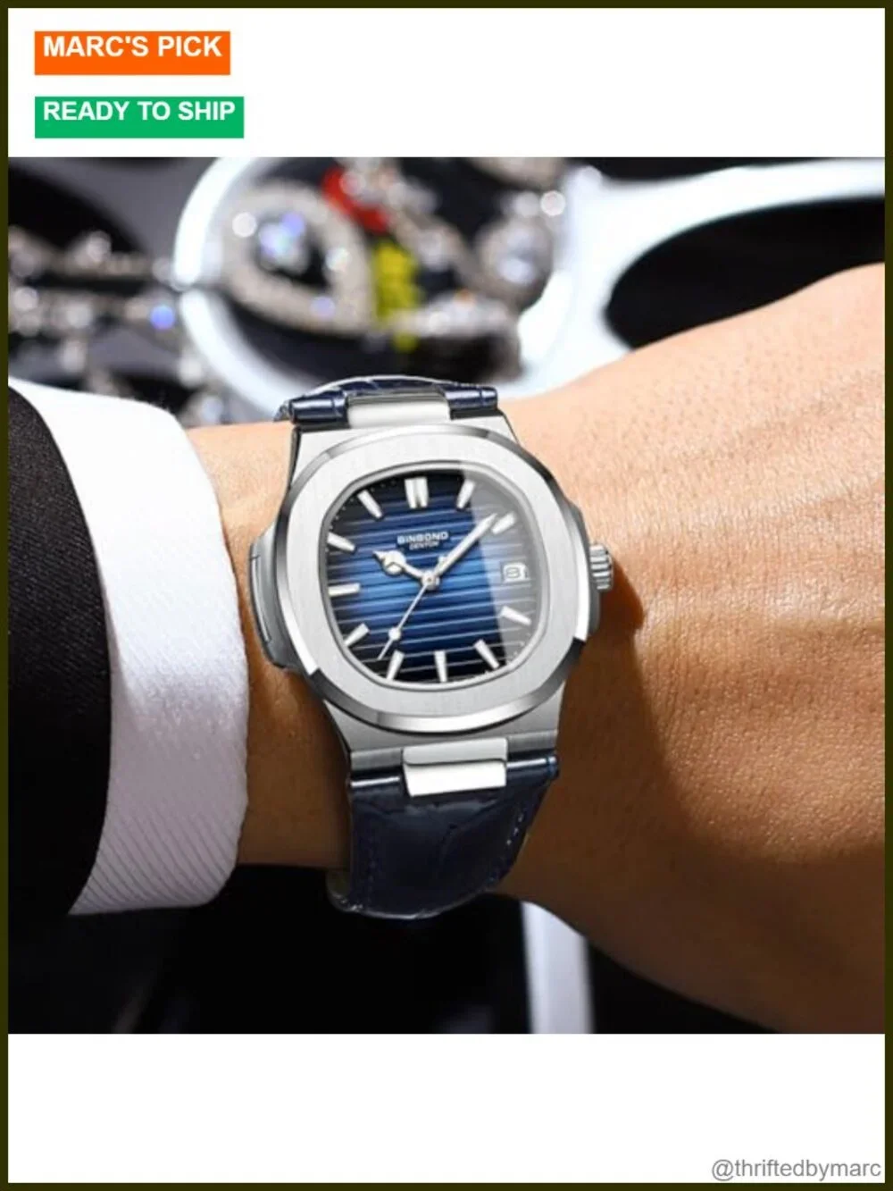 Men's Analog Quartz Leather Strap Dress Watch Luminous Water Resistant